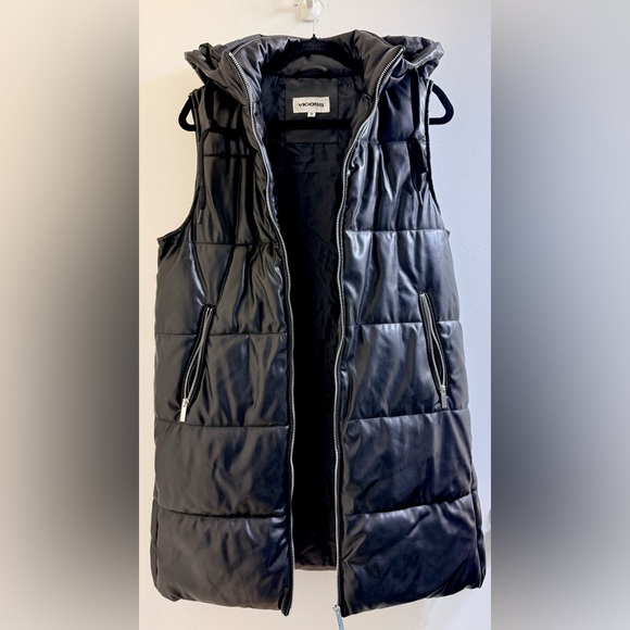 Vigoss Long Black Puffer Vest with Zipper Pockets Size M - Picture 12 of 12